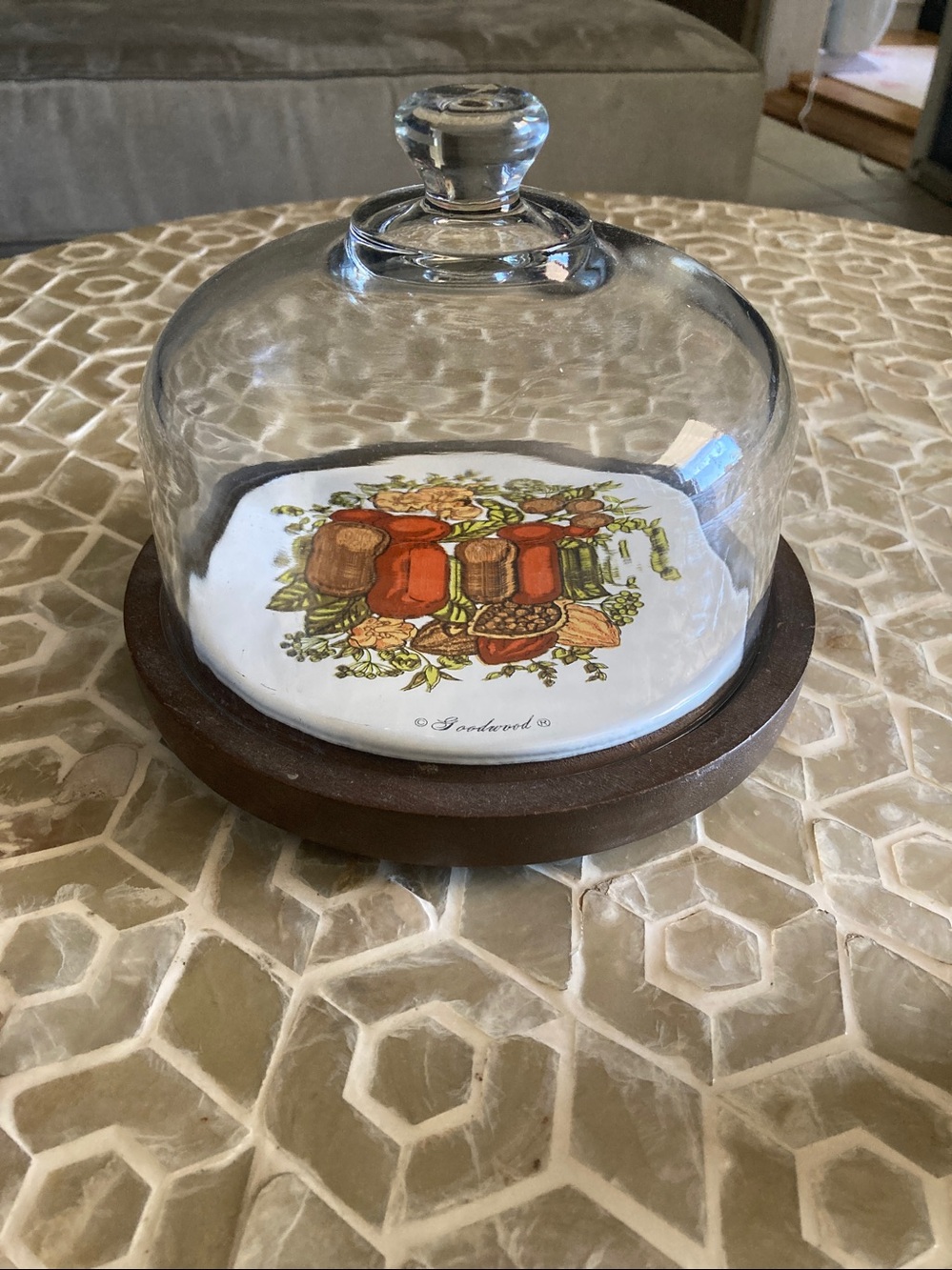 Corningware Vintage 1970's Good Wood Spice of Life 7.5” Tray & Glass Dome - Picture 2 of 8
